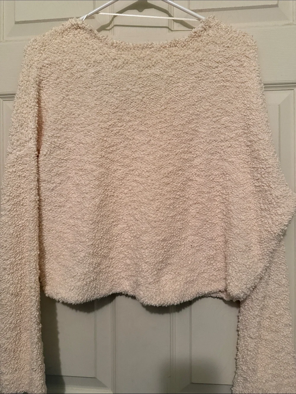 Free People Plush V-Neck Sweater in Ivory